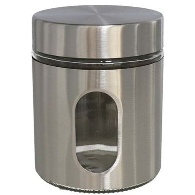 Voedsel bewaren keuken voorraad pot - zilver metaal - deksel - 700 ml