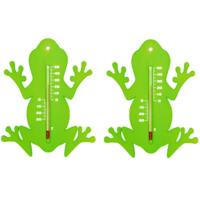 Nature Thermometer - 2x - groen - kikker - 15cm - buiten thermometer