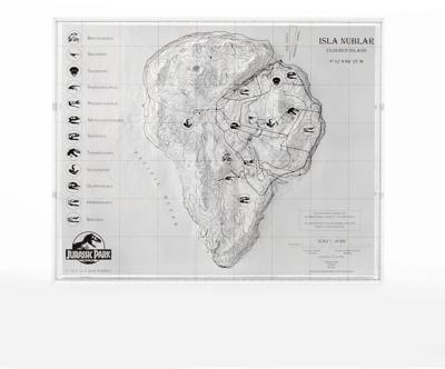 Jurassic Park Topographic Map Isla Nublar