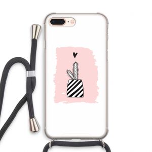 Zwart-wit cactus: iPhone 7 PLUS Transparant Hoesje met koord