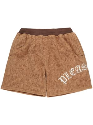 Pleasures short à logo brodé - Marron