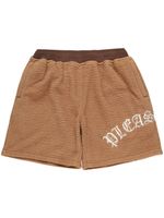 Pleasures short à logo brodé - Marron
