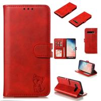 Lederen beschermhoes voor Galaxy S10 plus (rood)