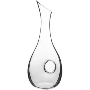 Wijn karaf/decanteer kan 1 liter van glas met slanke afgeschuinde hals   -