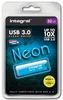 Integral 32GB USB3.0 DRIVE NEON BLUE UP TO R-100 W-30 MBS USB flash drive USB Type-A 3.2 Gen 1 (3.1 Gen 1) Blauw - thumbnail