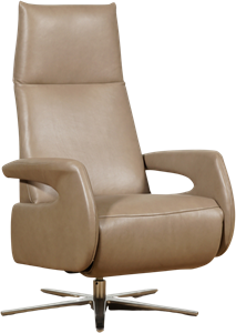 Taupe leren moderne relaxfauteuil Note - met stervoet chroom - zithoogte hoog - Granada leer Taupe (taupe leer)