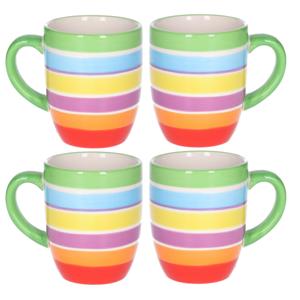 Koffiemokken Curacao - 8x stuks - Keramiek - multi kleuren - 300 ml - 8 x 11 cm - groen