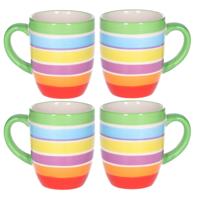 Koffiemokken Curacao - 8x stuks - Keramiek - multi kleuren - 300 ml - 8 x 11 cm - groen