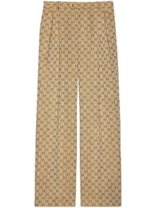 Gucci pantalon de tailleur à logo GG en jacquard - Tons neutres