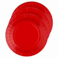 20x Stuks feest gebaksbordjes rood - karton - 17 cm - rond - thumbnail