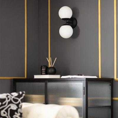 Wandlamp glazen bollen &apos;Dublo&apos; e27 fitting zwart