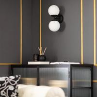Wandlamp glazen bollen &apos;Dublo&apos; e27 fitting zwart