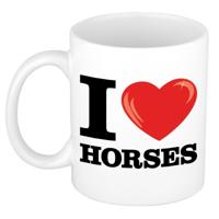 I Love Horses koffiemok - drink beker - 300 ml - cadeau - voor paarden liefhebber
