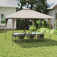 4 x 4 m Pop Up Paviljoen met Dubbel Dak & Metalen Frame In Hoogte Verstelbaar Tuinpaviljoen