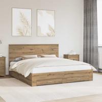 Bedframe met hoofdeinde Artisan Eiken 180 x 200 cm Bewerkt hout