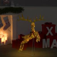 VidaXL Kerstversiering vliegend rendier warmwit 120 led&apos;s goudkleurig