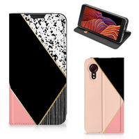 Samsung Galaxy Xcover 5 Stand Case Zwart Roze Vormen - thumbnail