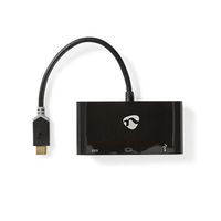 USB type-C adapterkabel | Type-C male - Type-C female + A female + VGA female | 0,2 m | Antraciet