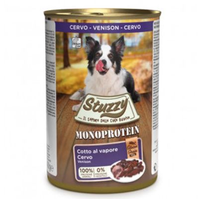 Stuzzy Monoprotein hertenvlees nat hondenvoer 400 gram 1 doos (6 x 400 g)