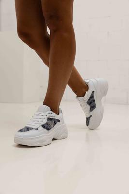 Guess Happy4 Sneakers Dames Wit/Blauw - Maat 37 - Kleur: WitBlauw | Soccerfanshop