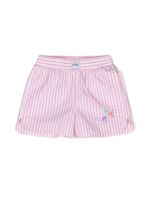 Palm Angels Kids short rayé à broderies 3 Palms - Rose - thumbnail