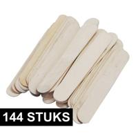 Beige ijsstokjes knutselhoutjes - 144x - 15 x 2 cm - knutselstokjes - hobby houtjes artikelen