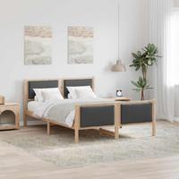 Bedframe met hoofdeinde Donkergrijs 135 x 190 cm Stof Bedframe met hoofdeinde Donkergrijs 135 x 190 cm Stof