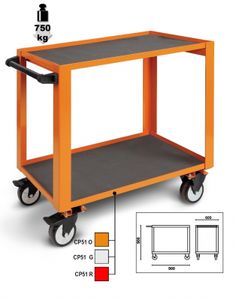 Beta CP51 Rode Magazijnwagen | 2 Plateaus - 051000503