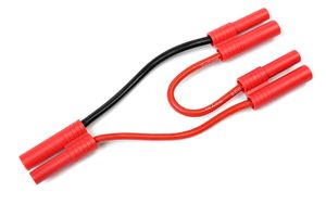 Y-kabel serieel 4mm goudstekker, silicone kabel 14AWG (1st)