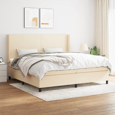 Boxspring met matras stof crèmekleurig 200x200 cm