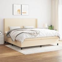 Boxspring met matras stof crèmekleurig 200x200 cm