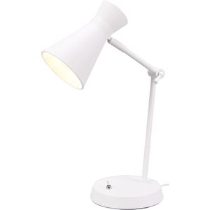 LED Bureaulamp - Tafelverlichting - Trion Ewomi - E27 Fitting - Rond - Mat Wit - Aluminium