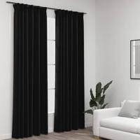 VidaXL Gordijnen linnen verduisterend haken 2 st 140x225 cm antraciet
