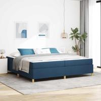 Boxspring bed Blauw en Donkerblauw en Wit 200 x 200 cm Stof