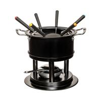 Fondueset - 6 personen - zwart - chocoladefondue - kaasfondue - D19 cm