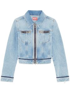 Diesel veste crop en jean à effet délavé - Bleu