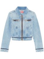 Diesel veste crop en jean à effet délavé - Bleu