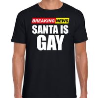 Foute humor Kerst t-shirt breaking news gay zwart voor heren - thumbnail