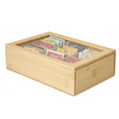 Theedoos - 6-vaks - bamboe - 24 x 16 x 7 cm - theekist - kijkvenster Theedoos - 6-vaks - bamboe - 24 x 16 x 7 cm - theekist - kijkvenster