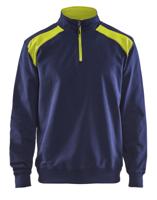 Blåkläder Sweatshirt bicolour met halve rits 33531158 | Marine/High-Vis Geel | Maat L - 7330509597118