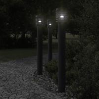 VidaXL Buitenvloerlampen 3 st stopcontact 110 cm roestvrijstaal zwart VidaXL Buitenvloerlampen 3 st stopcontact 110 cm roestvrijstaal zwart