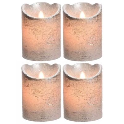 4x stuks LED kaarsen/stompkaarsen zilver 10 cm flakkerend