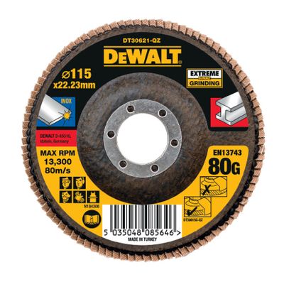 DeWalt Accessoires Lamellen schuurschijf EXTREME 115x22.2mm 80G - DT30621-QZ - 1 stuk - DT30621-QZ