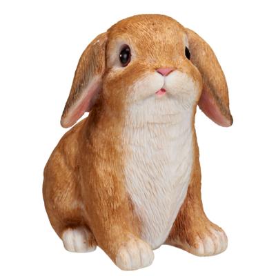 Home & Styling Decoratie paashaas / konijn - hangoren - bruin - polystone - 13 cm - zittend