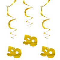 3x Hangdecoraties goud 50 jaar - thumbnail