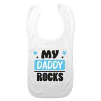 Baby slabbetje - blauw - my daddy rocks - kraam cadeau - slab/morsdoek - Vaderdag