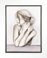 Urban Cotton Wandkleed 'Female Touch' 80 x 110cm in Floating Frame - black