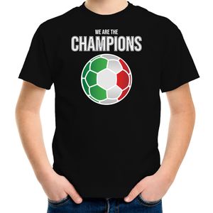 Italie EK/ WK supporter t-shirt we are the champions met Italiaanse voetbal zwart kinderen