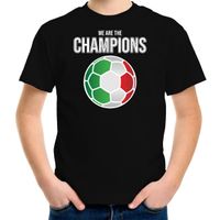 Italie EK/ WK supporter t-shirt we are the champions met Italiaanse voetbal zwart kinderen