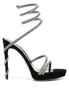 René Caovilla sandales Margot Crystal 120 mm en cuir - Noir